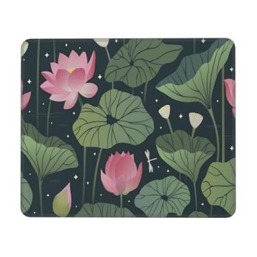 Imagem de Almofada de lírio de verão rosa com base de borracha antiderrapante para computadores, laptop, acessórios de mesa de escritório, mouse pad 20 x 24 cm