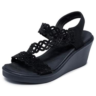 Imagem de Skechers Sandália feminina Rumble on-Sassier DayZ Wedge, Preto/preto, 36