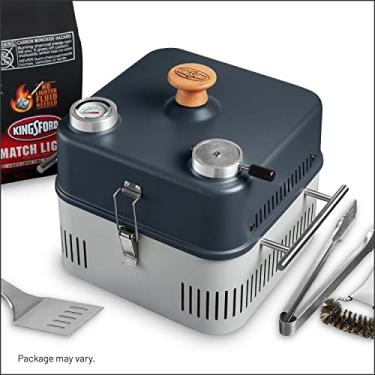 Imagem de Kingsford, Kit multifuncional para grelhar, luz combinada, grelha portátil com carvão e ferramentas de grelha, sem necessidade de fluido mais leve, 1 grelha, saco de carvão de 1,8 kg