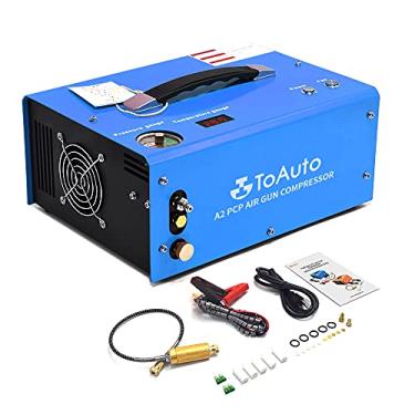 Imagem de Compressor de ar TOAUTO A2 PCP, parada automática, portátil 4500 psi/30 MPa, livre de óleo/água, compressor HPA de conector rápido de 8 mm para paintball/rifle de ar PCP/tanque de mergulho, alimentado