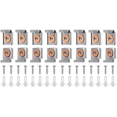 Imagem de Conjunto de clipes para pendurar espelhos, 4 conjuntos (16 peças) clipes para montagem espelhada sem mola, clipes para pendurar espelhados de metal com parafusos e plugues Rawl