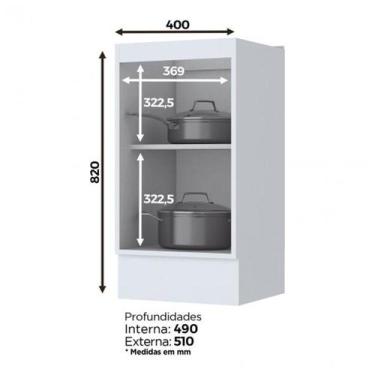 Imagem de Balcão 1 Porta 40cm Americana Branco - Móveis Henn, Branco HP