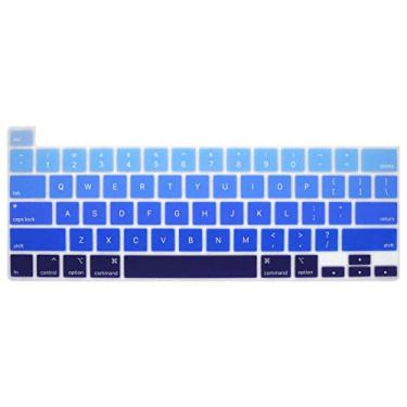Imagem de Capa de teclado ultrafina HRH, protetor de teclado de silicone para MacBook New Pro 16 polegadas modelo A2141 (Versão 2019) e Pro 13 polegadas modelo A2289/A2251 (versão 202020), Z-Ombre blue