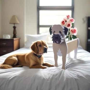 Imagem de Vaso de plantas em forma de cachorro de estimação, recipiente de armazenamento, ornamentos decorativos internos e externos, bancadas, jardim, decorações de pátio (border terrier)