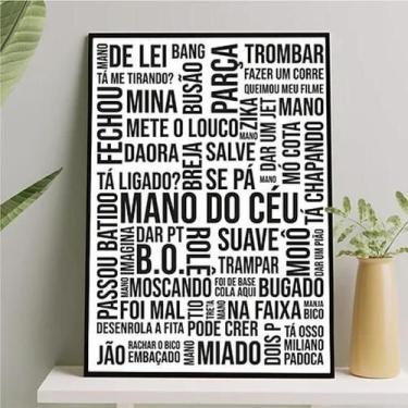 Imagem de Quadro Gírias De São Paulo Branco E Preto 45X34Cm - Vidro - Quadros On