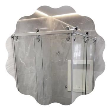 Imagem de Kit Box Encanto CF4 2,5m para Banheiros de Canto, com Roldanas Aparente, Ampla Abertura Frontal, Ideia Glass (Cromado)