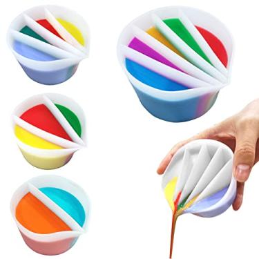 Imagem de Copo dividido para pintura fluida derramamento arte silicone copo dividido resina despejar ferramentas de pintura faça você mesmo acessórios de desenho reutilizável copo dividido com divisórias (5