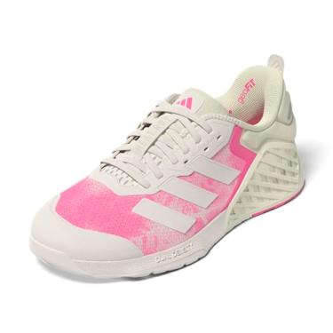 Imagem de adidas Tênis feminino Dropset 3 Training Cross Trainer, Branco giz/branco giz/rosa lúcido, 6.5