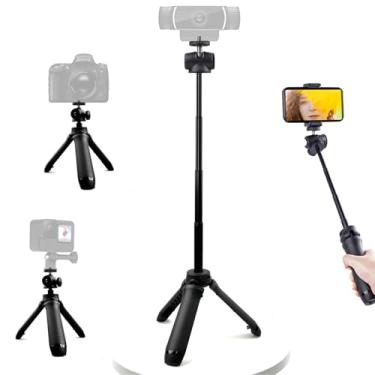 Imagem de Suporte para webcam, tripé extensível de webcam para mesa mini tripé leve com suporte de telefone, tripés de mesa para webcams logitech C920 C922 C925e C922x C930e C930 C615 Brio, smartphone e câmera