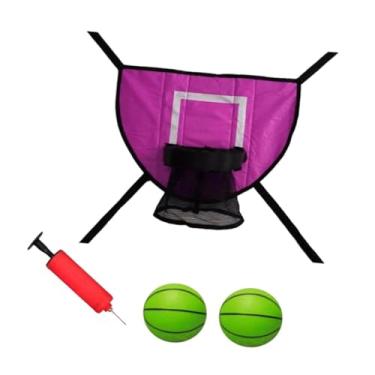Imagem de Generic Mini cesta de basquete para trampolim, acessórios de fixação para trampolim, gol de treinamento, jogo ao ar livre, suporte universal para basquete, Rosa