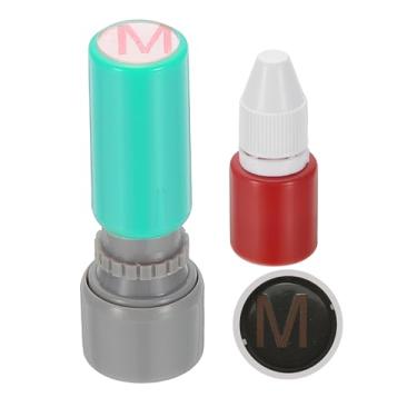 Imagem de PATIKIL Carimbos de letras, autotinta, alfabeto, letra M, professor, tinta vermelha para caderno de aula, scrapbook, artesanato, verde