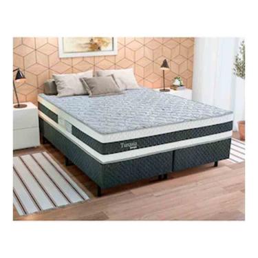 Imagem de Cama Box Queen Size Turquia Molas Pocket Pillow Inn Biflex Branco Com Grafite