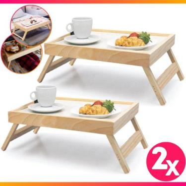 Imagem de Bandeja Mesa De Cafe Com Pezinhos Para Café Da Manhã na Cama e Sofá - 