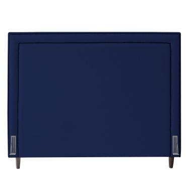 Imagem de Cabeceira Para Cama Box Maísa King Size Veludo Azul Escuro Com Tachas Fumê Desk Design