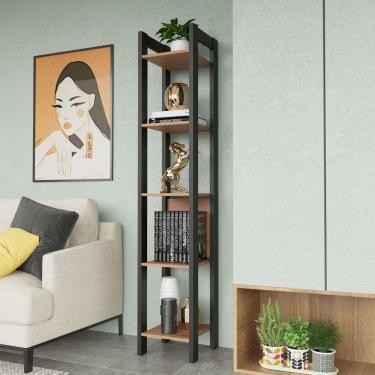 Imagem de Estante Para Livros 5 Prateleiras Haia Yescasa Amêndoa/preto