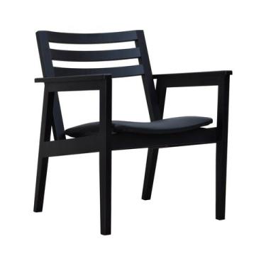 Imagem de Poltrona Cairo Madeira Maciça Encosto Ripado Assento Anatômico - Preto