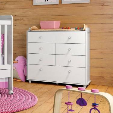 Imagem de Cômoda Para Quarto Infantil Pão de Mel 6 Gavetas - Branco