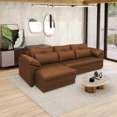 Imagem de Sofá Retrátil Manual Sala de Estar Nolan Bipartido 332cm Conforto Prem