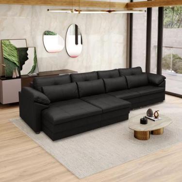 Imagem de Sofá Retrátil Manual Sala de Estar Nolan Bipartido 379cm Conforto Prem