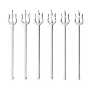 Imagem de Pinenjoy 6 Garfos De Frutas Em Formato Tridente, Garfo Coquetel Exclusivo 5,12 Polegadas, Aço Inoxidável 18/10 (304), Aperitivo Diabólico Para Sobremesa, Picles, Bolo, Salada, Festa, Charcutaria