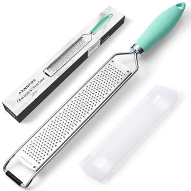 Imagem de Rainspire Ralador Zester Com Alça, Limão, Queijo Para Cozinha, Aço Inoxidável, Parmesão, Alho, Noz-Moscada, Chocolate, Frutas, Legumes, Gengibre, Fino, Verde Hortelã