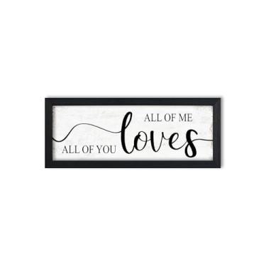 Imagem de HLJ ART Placa De Decoração Parede "All Of Me Loves You": Para Quarto Casal, Família, Pequena Arte Rústica, Placas Emolduradas, Estilo Fazenda Moderna, 15 Cm X 37
