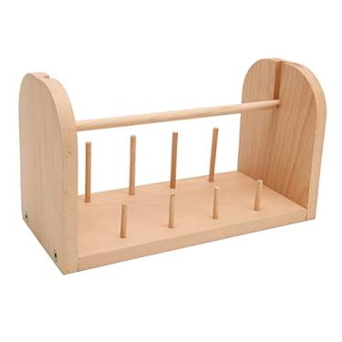 Imagem de Fio dental, organizador de bordados, 9 eixos, madeira resistente, alisamento, estável, fácil montagem, dispensador de fios para crochê, costura, suporte de fios de madeira, costura