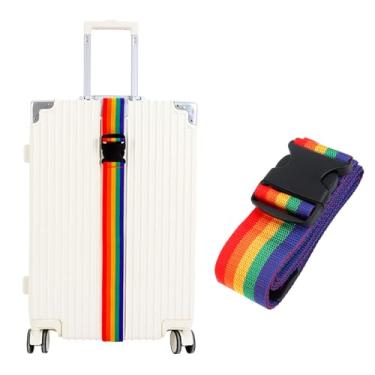Imagem de WALWAL Alças de bagagem ajustáveis resistentes, fita de embalagem de bagagem com fivela de liberação rápida, cores brilhantes para facilitar a identificação de malas, mochilas e mochilas
