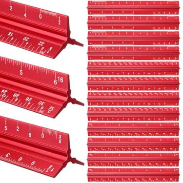 Imagem de Fumete Pacote com 12 réguas de escala de engenharia arquitetônica, réguas de pequena escala, régua de tamanho de bolso, réguas de construção, medidas imperiais para arquitetos, engenharia, desenho de