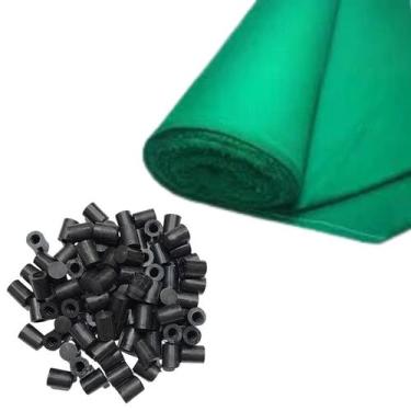 Imagem de 13 Metros Rolo Tecido Verde + 100 Ponteiras Sinuca Bilhar - Tacolândia