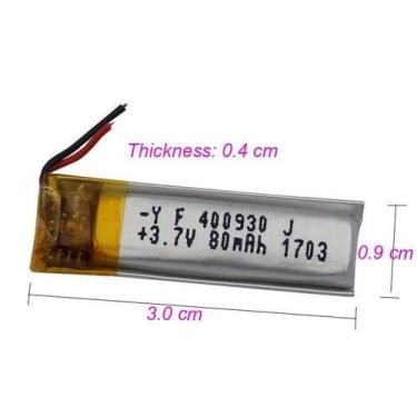Imagem de Bateria 3,7v 80 Mah  2 Fios 4mm X 09mm X 30mm - bgb