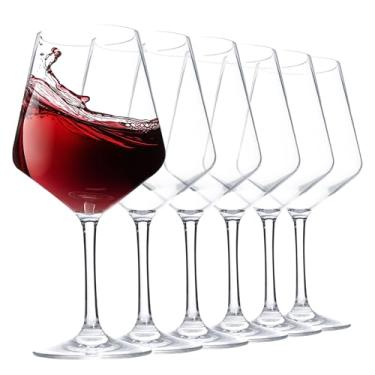 Imagem de Taças de vinho inquebráveis de 473 ml - taças de vinho de haste de plástico acrílico, conjunto de 6 taças de vinho tinto ou branco, lavável na lava-louças, livre de BPA (transparente, pequeno)