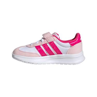 Imagem de adidas Tênis unissex infantil Run anos 70s 2.0 com cadarço elástico e alça, Branco/rosa choque/rosa claro, 15