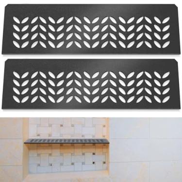 Imagem de Teenyyou Pacote com 2 prateleiras retangulares de nicho de chuveiro de alumínio, 4 mm de espessura, design de pétala, acabamento preto fosco para nichos pré-fabricados de 30,5 cm, serve para linha de