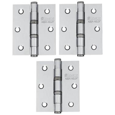 Imagem de Dobradiça Para Porta Silvana 4 Com Rolamento 891 Embutir 35kg Inox Cromada Com 3 Peças