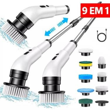 Imagem de Escova de limpeza elétrica sem fio, máquina de limpeza giratória 9-em-