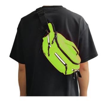 Imagem de Pochete para homens e mulheres com faixa refletiva, bolsa de cintura casual oculta com cinto ajustável para ciclismo, caminhadas, pesca, acampamento, viagem (verde)