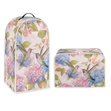 Imagem de Pointodoor Capa de liquidificador de cozinha beija-flor capa de torradeira 2 fatias laváveis acessórios de cozinha padrão floral protetor de pequenos eletrodomésticos capas à prova de poeira