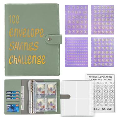 Imagem de Fichário de 100 envelopes, fichário de orçamento A5 para economizar dinheiro com envelopes de dinheiro - Livro de desafios de economia de dinheiro para economizar $ 5.050 planejador de orçamento para