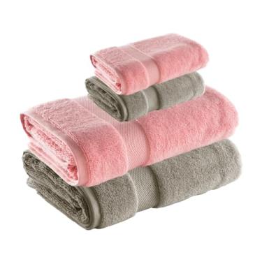 Imagem de Jogo de Toalha de Banho e Rosto Super Soft Zero Twist, 4 pe�as, Algod�o, Toque Macio, 500g/m�, Altihaus, Alta Absor��o, Durabilidade (Taupe/Rosa)