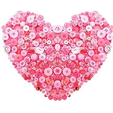 Imagem de (Rosa) - Esoca 650Pcs Resina Rosa Botoes Resultados favoritos Botoes basicos 2 e 4 furos Botoes artesanais para artes, artesanato DIY, decoracao, costura - tamanhos variam de 0,7 cm a 3 cm