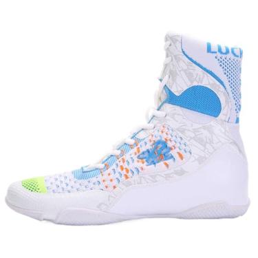 Imagem de Botas de boxe de cano alto para homens e mulheres – Tênis leve de treinamento e luta livre com suporte no tornozelo, aderência e conforto para MMA e academia, Branco, 12.5 Women/11 Men