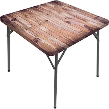 Imagem de Toalha de mesa oval elástica de madeira, estampa de textura de prancha de madeira, para decoração de mesa de jantar de cozinha, piquenique ao ar livre, serve para mesa de 106,7 x 152,4 cm