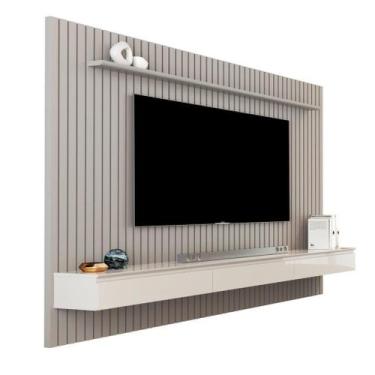 Imagem de Home Suspenso AS Ripado 2.17m Para TV Até 75'' Polegadas Cor Fendi / O