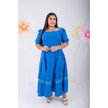 Imagem de Vestido Feminino Midi Manga Princesa 3/4 Decote Reto Deliciado Acintur