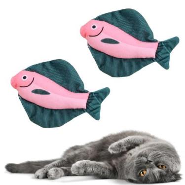 Imagem de Kit 2 Brinquedo Peixe Pelúcia Com Sino Barulho Alivio De Estresse - Pe