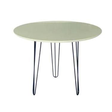 Imagem de Mesa Tampo Branco 70cm Redonda 3 Pé Hairpin 70cm Triplo 1/4 Aço - jtho