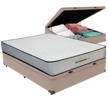Imagem de Cama Box Baú Viúvo e Colchão Orthopedic D33 V-tech, Bege