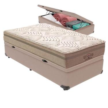 Imagem de Cama Box Baú Colchão Los Angeles Molas V-tech 78x188x28, Bege
