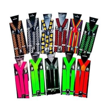 Imagem de Suspensório Adulto Elástico Liso NEON COLORIDO Regulador Social Unisex